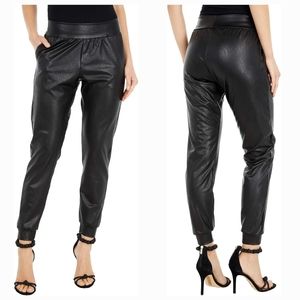 Commando Black Faux Leather Jogger Pants size Medium